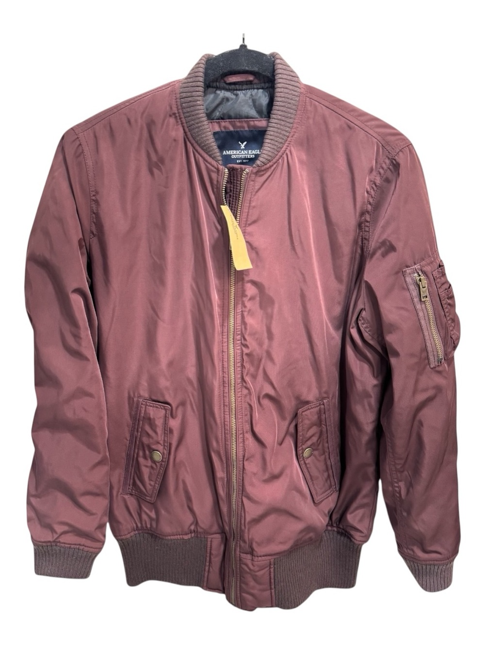 American Eagle Bomber Jacket Burgundy Full Zip Mens Size M NWT NEW Warm